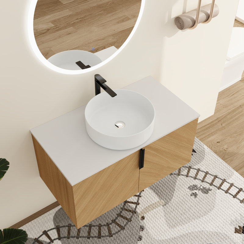  Ensemble de meuble-lavabo simple 36 po avec lavabo en céramique Haldor, ensemble de meuble-lavabo 36 po, Blanc, 36"