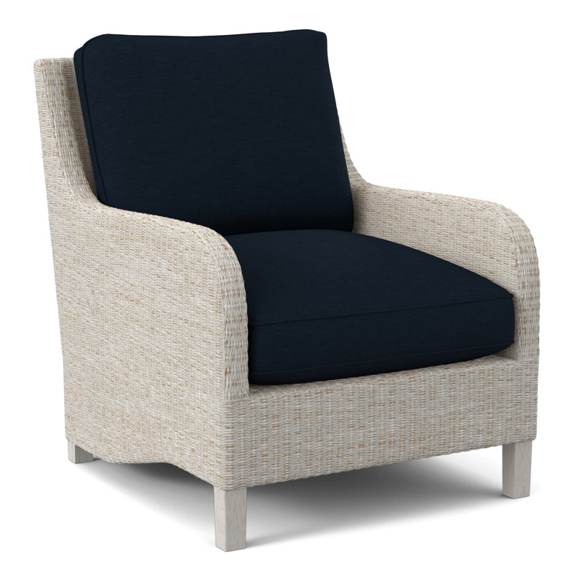 Fauteuil large 29 po Gibraltar, Tissu performance bleu clair 0851-55, Blanc antique givré