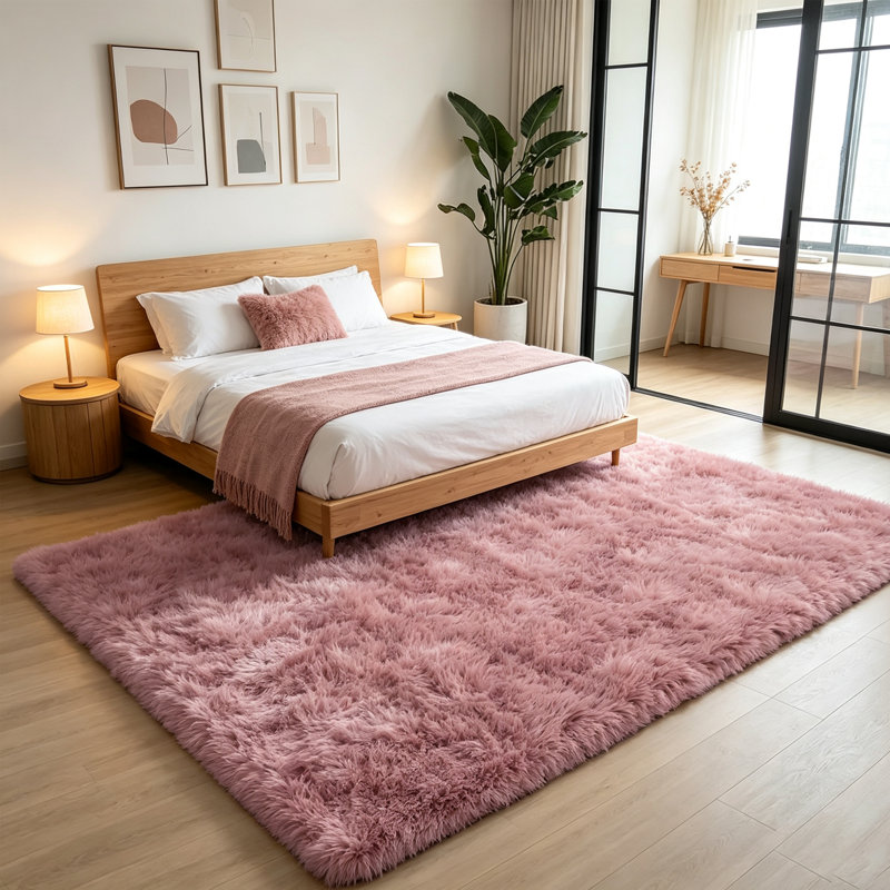 Deep Pile Fluffy Shaggy Area Rug for Indoor Use, 200*300cm, dusty pink