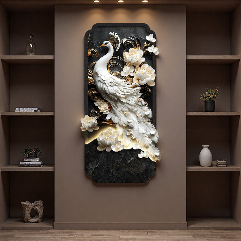 Murale moderne à lumières de paon moderne et minimaliste, H 55,12 po x l 27,56 po x P 0,47 po