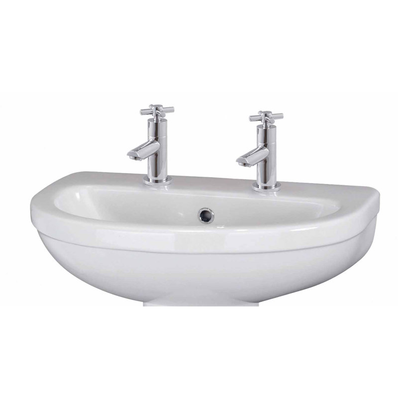 Nuie White Vitreous China U-Shaped Sink with Overflow, 2