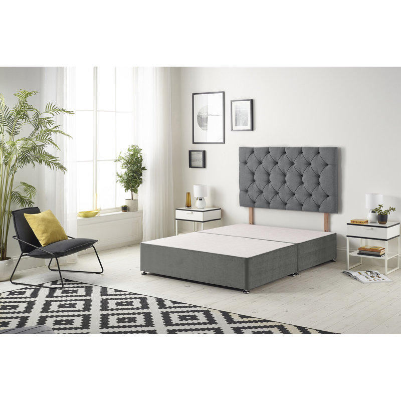 Copple Divan Bed Base, Kingsize (5'), No Drawer, Charcoal