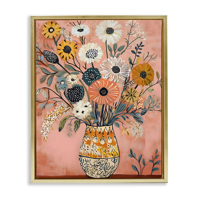Cadre flottant dans un vase Boho, par Creative Studio, H 21 po x l 17 po, Cadre flottant métallique doré