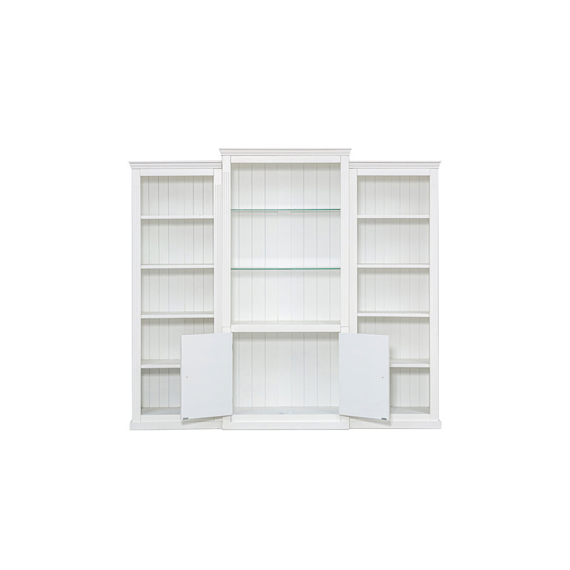Retro style 3-Pieces Bookcase Display Cabinet with 5 Colors Adjustable LED Ceiling Light