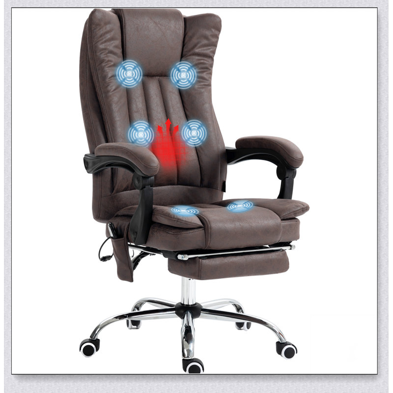 Fauteuil de bureau inclinable à haut dossier Vinsetto Massage, Brun