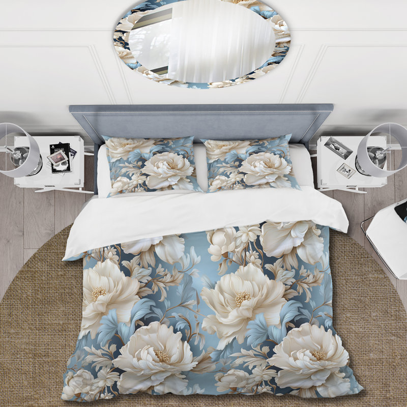 Ensemble de housse de couette Ethereal Rococo Flourish Victorian, Housse de couette simple + 1 taie décorative stan