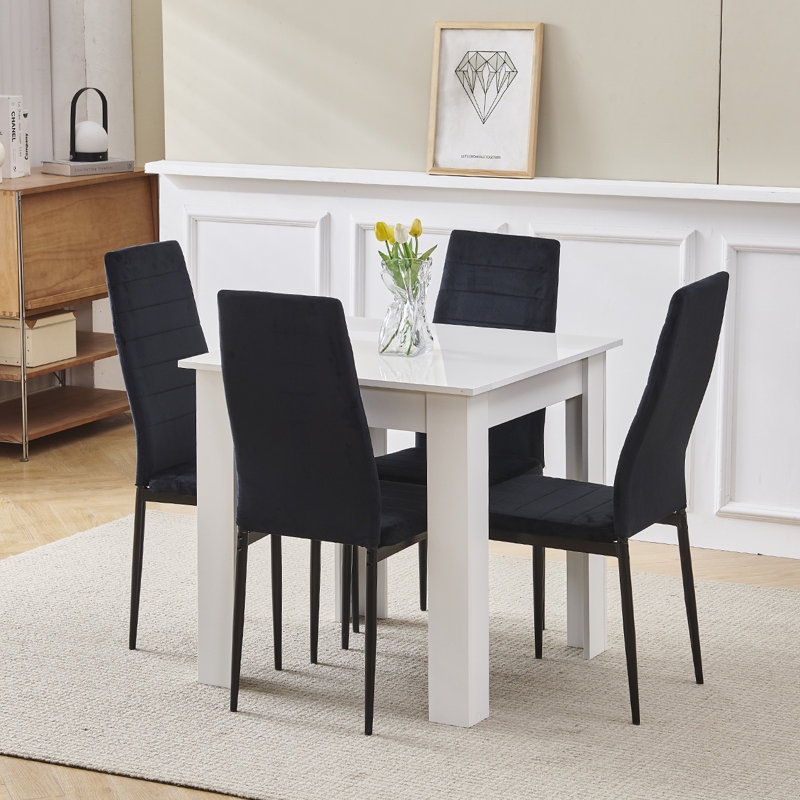 Dining Set, Black Velvet Line Chairs#4