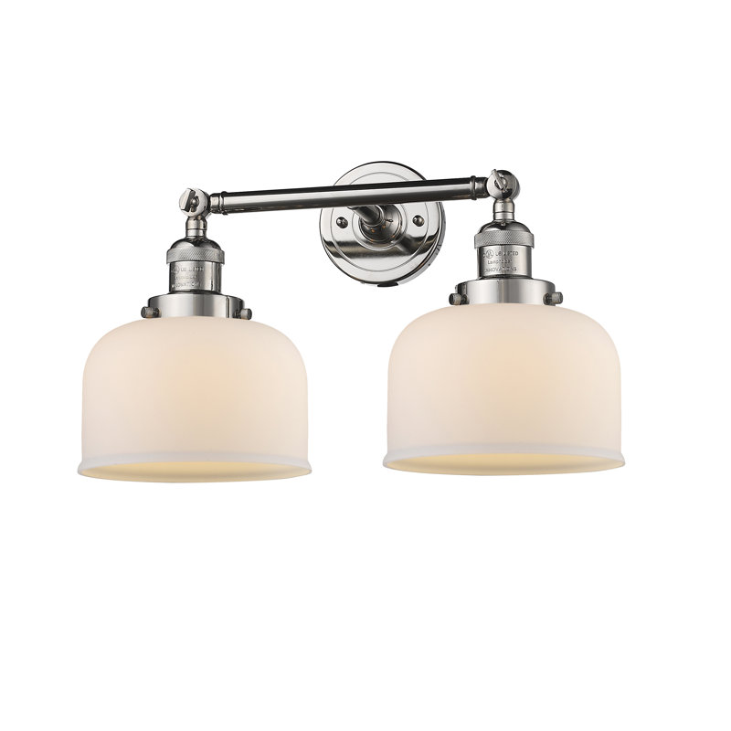 Bell - Luminaire de meuble-lavabo 19 po 2 lumières, Ampoule à DEL rétro de 6 watts, Grainé, Nickel poli