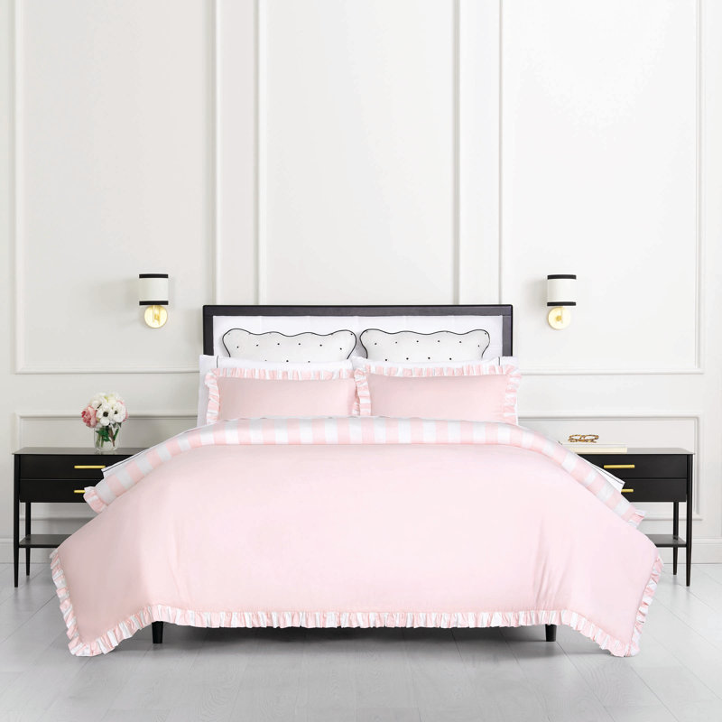 kate spade new york Joy Dot Twin Comforter Set, 300 Thread Count and 100% Cotton Cover, All Season 2 Piece Reversible Bedding Set, Machine Washable, Navy and White 