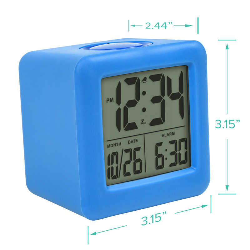 Digital Soft Cube Alarm Tabletop Clock in Blue