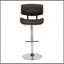 Tabouret de bar réglable avec pivot en métal chromé, bois de noyer et similicuir espresso avec repose-pieds droit en T - ensemble de 2-2090230705