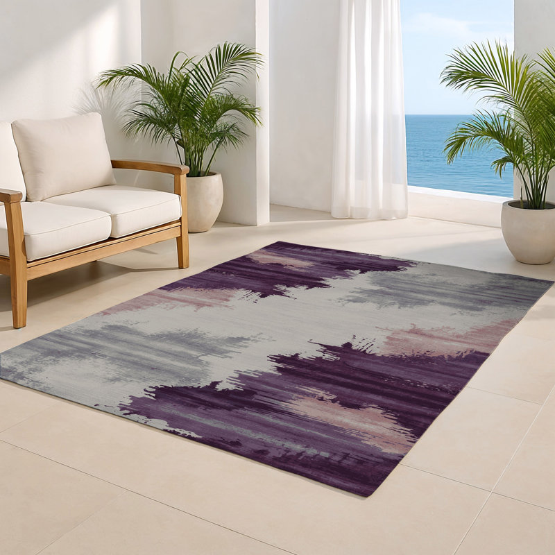 Watercolor Gray Indoor and Outdoor Area Rug, Rectangle 2' x 3'