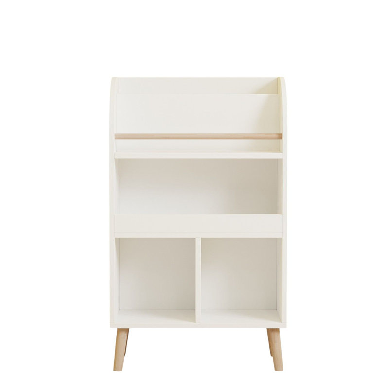 Bibliothèque moderne blanche avec de nombreuses tablettes, 23,6 po x 40,2 po x 11,8 po | 100% panneau de particules enduit de mélamine, épaisseur: 0,7 pouce | Pieds en bois durable, design scandinave élégant, idéal pour le rangement à la maison et au bureau
