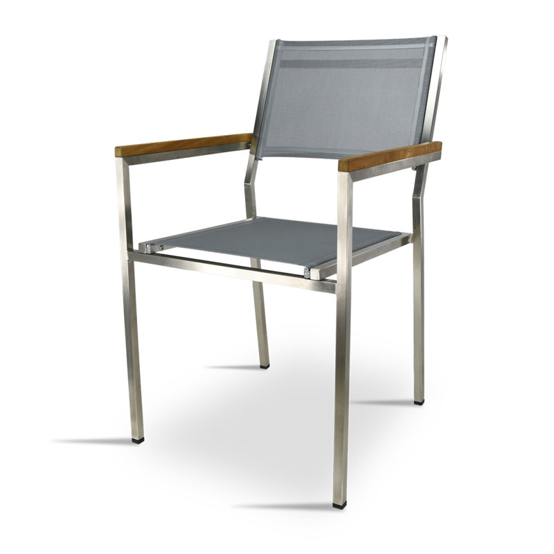 Earlene Patio Dining Armchair with Cushion, Grey