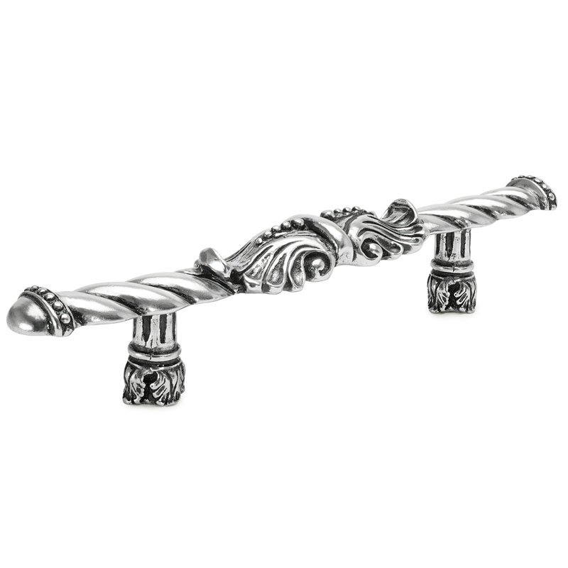 Poignée Acanthus de style roman, Argent argent, 4"