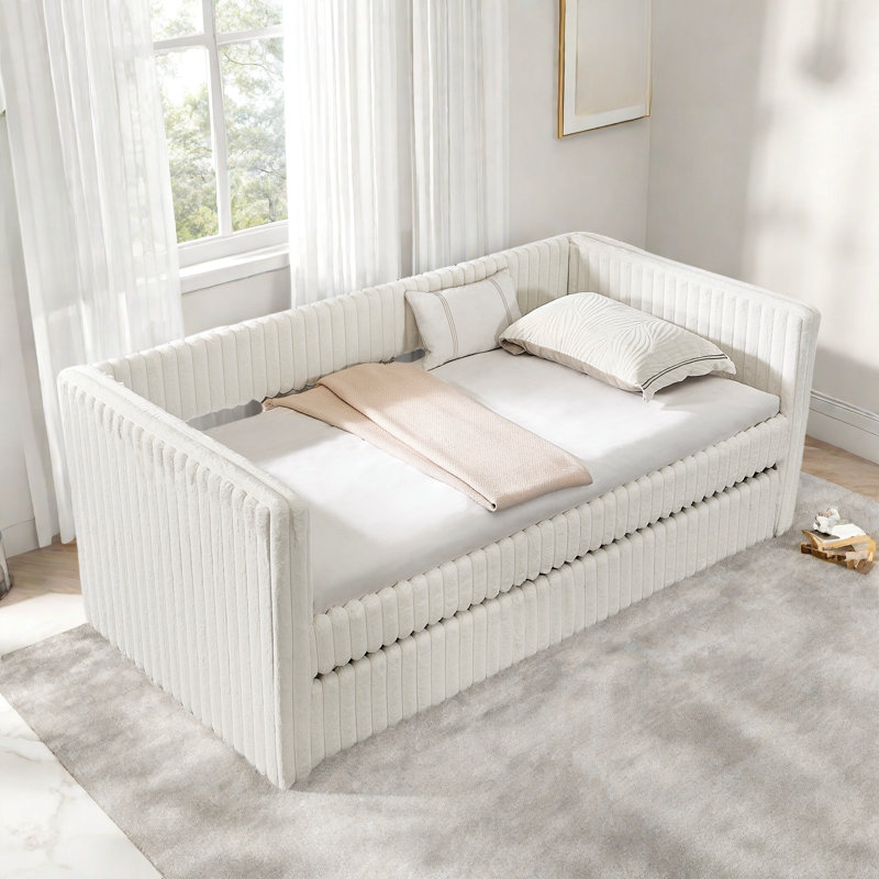 Lit de jour rembourré avec lit escamotable Phillip, Beige