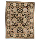 Hand Knotted Wool Area Rug in Black