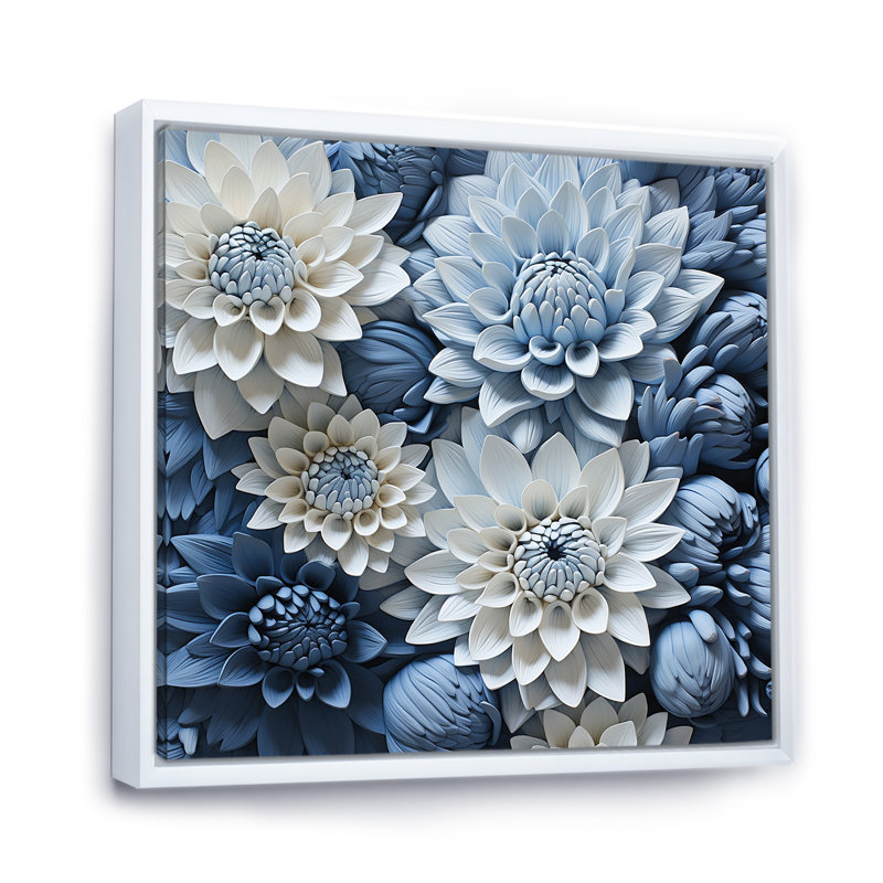 «Graceful Mums», impression sur toile, Cadre flottant blanc, H 16 po x l 16 po x P 1 po