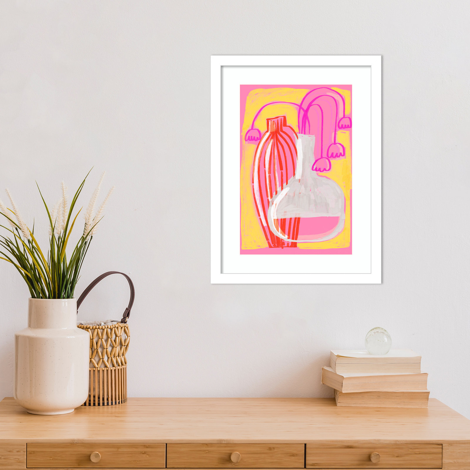 Neon Still Life No 5 by Treechild Wood Framed Wall Art Print, White, 17" H x 13" W