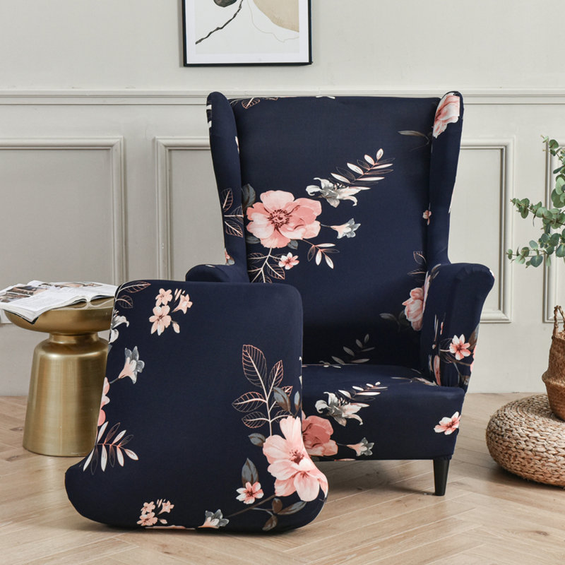 Housse extensible pour tabouret tigre, Floral noir 100% coton