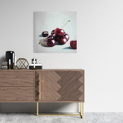 Toile de cuisine cerises foncées brillantes | Décoration gastronomique blanche