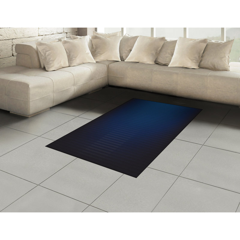 Tapis décoratif bleu foncé à haute densité en fibres de polyester, Rectangle— 4 pi x 5 pi 8 po