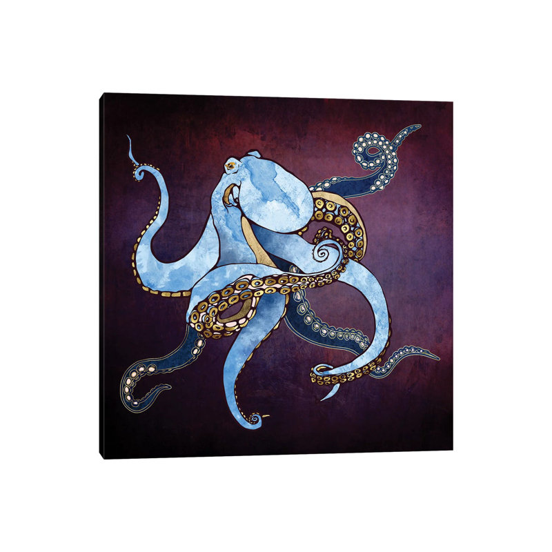 Metallic Octopus Iii - Print on Canvas, No Framed, 93.98 cm H x 93.98 cm W x 1.91 cm D
