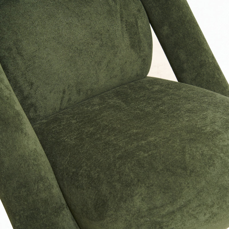 Fauteuil club décoratif en velours au design mince, à la texture moelleuse et à l'assemblage rapide, Velours vert foncé