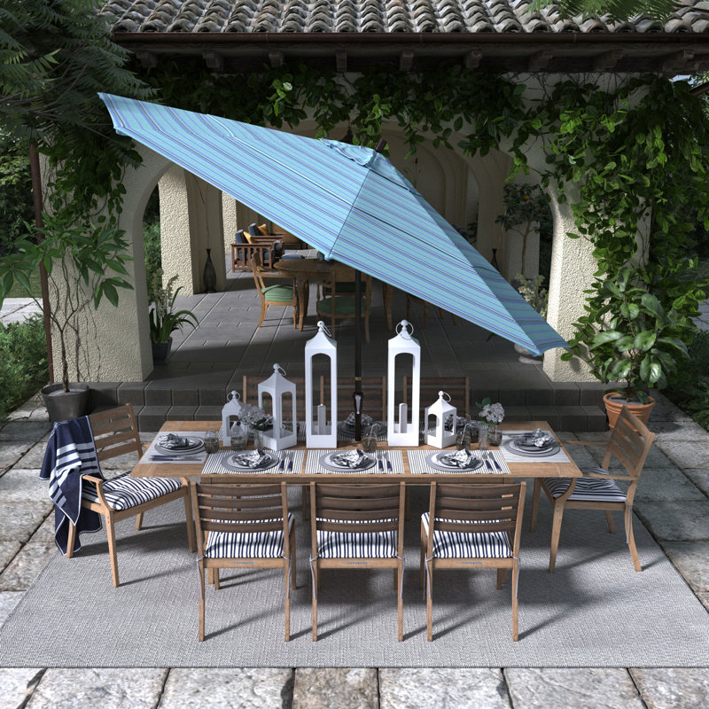 Parasol de marché de 132 po Jepsen, Sunbrella® Dolce à rayures oasis