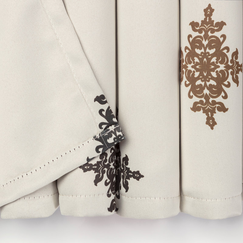 Landin 3-in-1 Damask Blackout Rod Pocket/Tab Top Curtain Panels, 52" W x 63" L, Chocolate