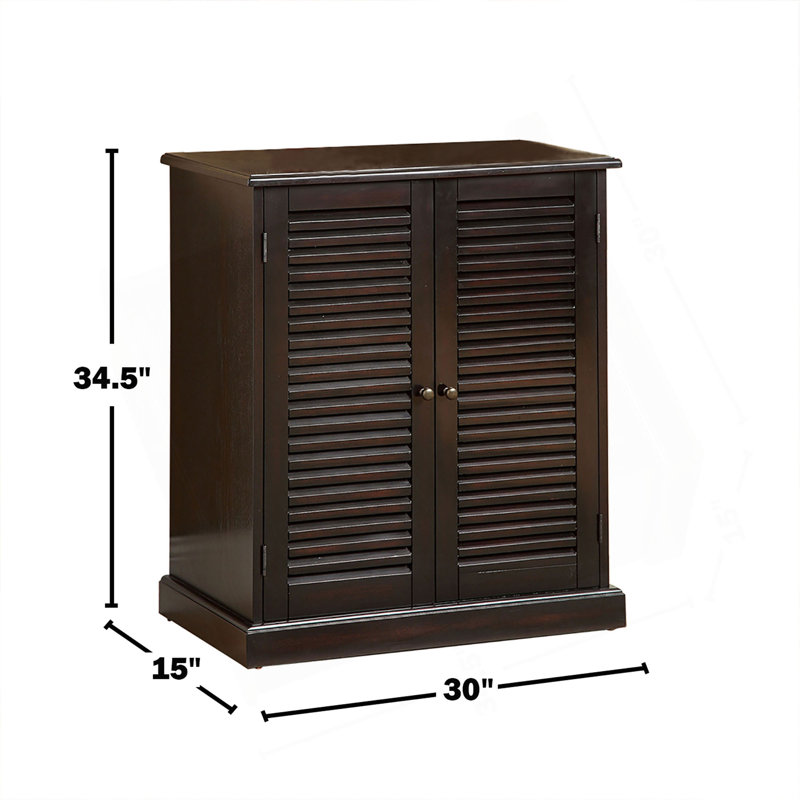 Shoe Cabinet With 5 Shelves And Louvered Doors, Espresso