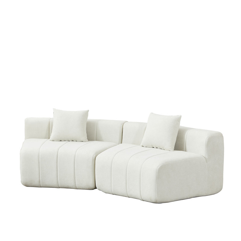 Canapé modulaire courbé Chenille, 29" H x 88" W x 33" D, Beige