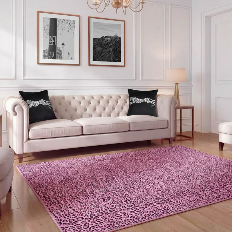  Finely Machine Washable Area Rugs, Light Pink Paw, 7'10 x 10'