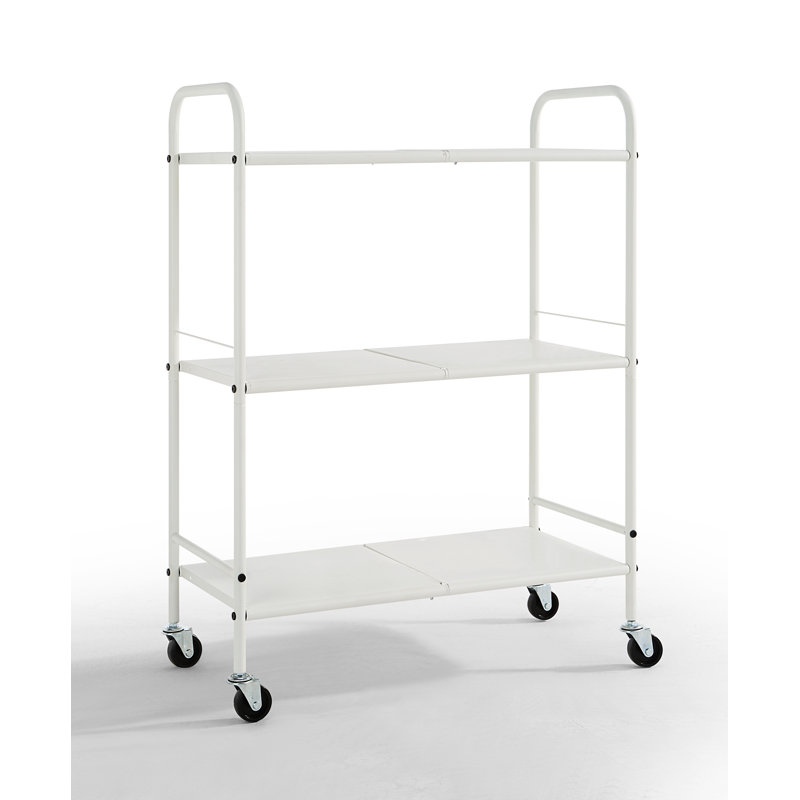 33.27'' H Utility Cart with Wheels, White, 33.27" H x 24.29" W x 11.81" D