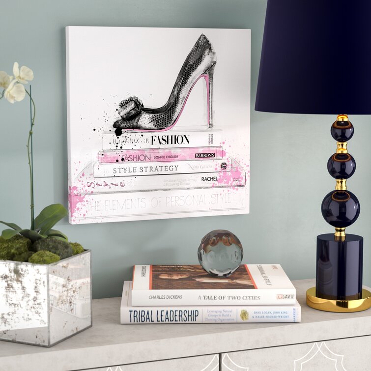 House of Hampton® Black Shoe And Pink Lady Books On Canvas Print & Reviews