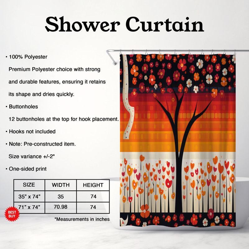 Delmonta Abstract Shower Curtain, 74"H x 71"W