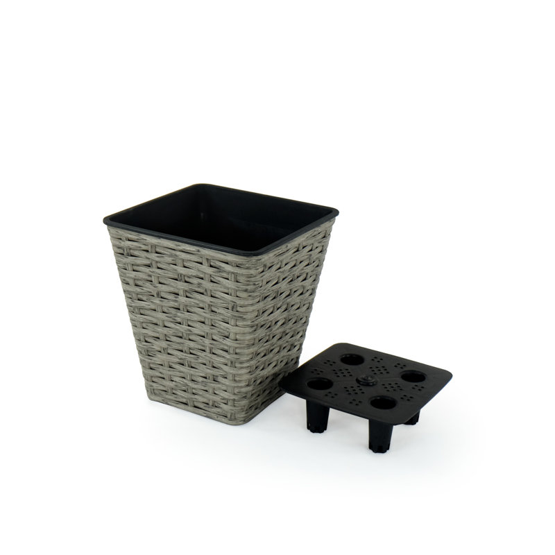 2 Hand Woven Self-Watering Planters - Gray For Indoor And Outdoor Beauty Stabilized Construction Smart Planter Duo & Weather Easy To Care