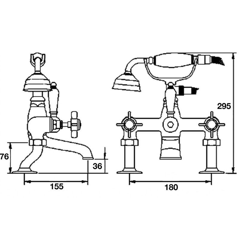 Deck Bath Shower Mixer Bath Filler with Diverter