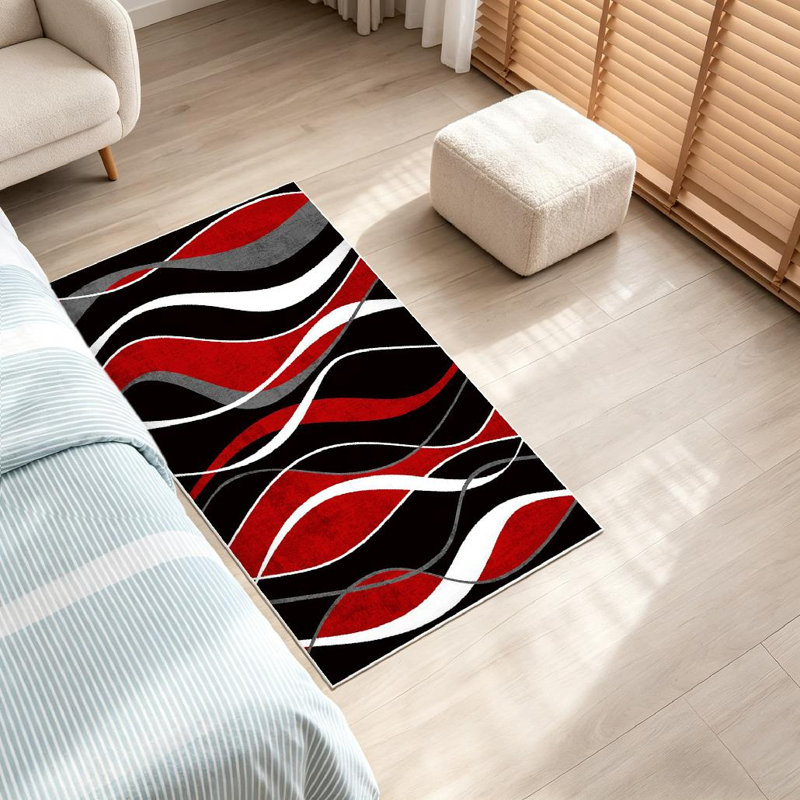 Tapis intérieur rouge lavé à la machine, Rouge