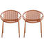 Chaises de patio 2, orange. Empilable avec art moderne simple. Pieds en métal + plastique. Support solide de 300 lb. Courbe ergonomique pour plus de confort. Dossier respirant. Plastique imperméable. L 24,94 po x-122017060