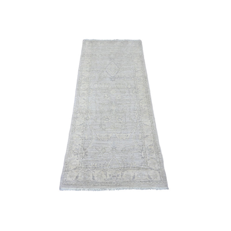 2'5"x5'8" Gray Hand Knotted Washed Out Peshawar 100% Wool Runner Rug 8D9FCF0DC0DD454C89129F2BD9CB5898