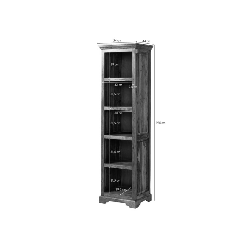 Oxford 195 cm H x 54 cm W Solid Wood Standard Bookcase, Nougat