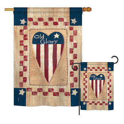 Ensemble de 2 drapeaux en polyester 2 côtés old gloire cardiaque americana patriotique impressions