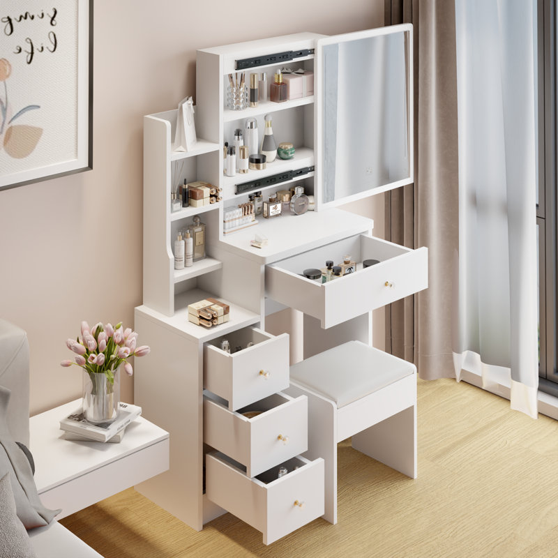 Meuble-lavabo compact 29,2 po avec siège rembourré blanc