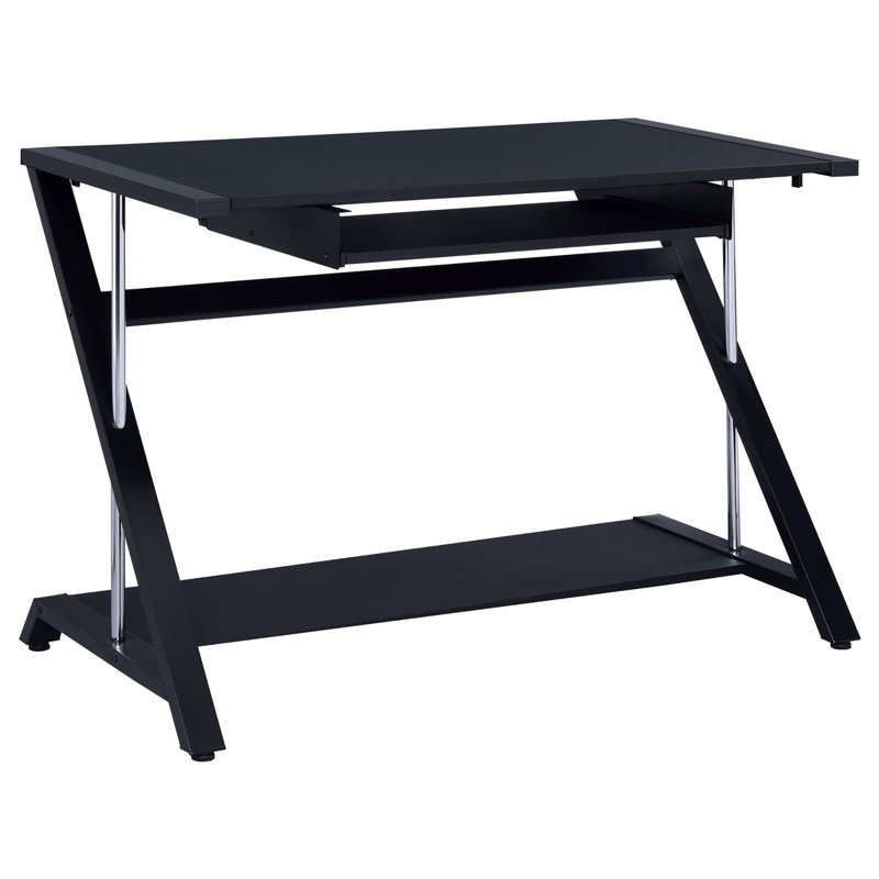 Black Computer Desk with Keyboard Tray