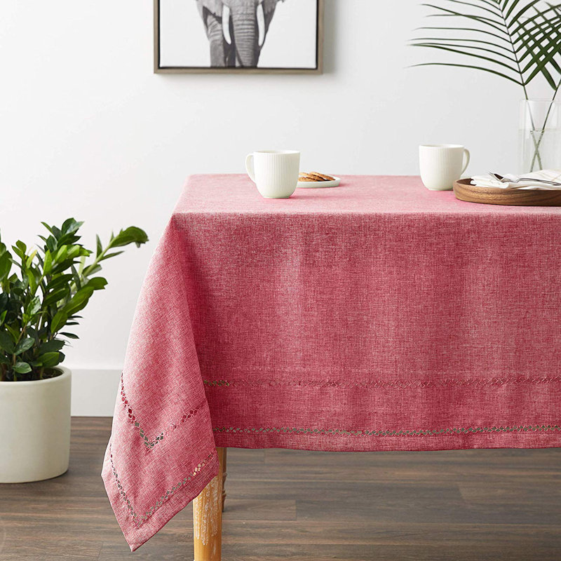 Shoreview Embroidered Vintage Tablecloth, 68 L" X 120 W", Cranberry