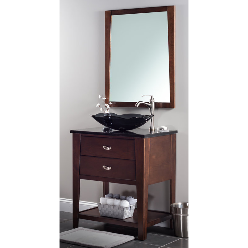 Novatto 15'' Glass Rectangular Bathroom Sink, Gray