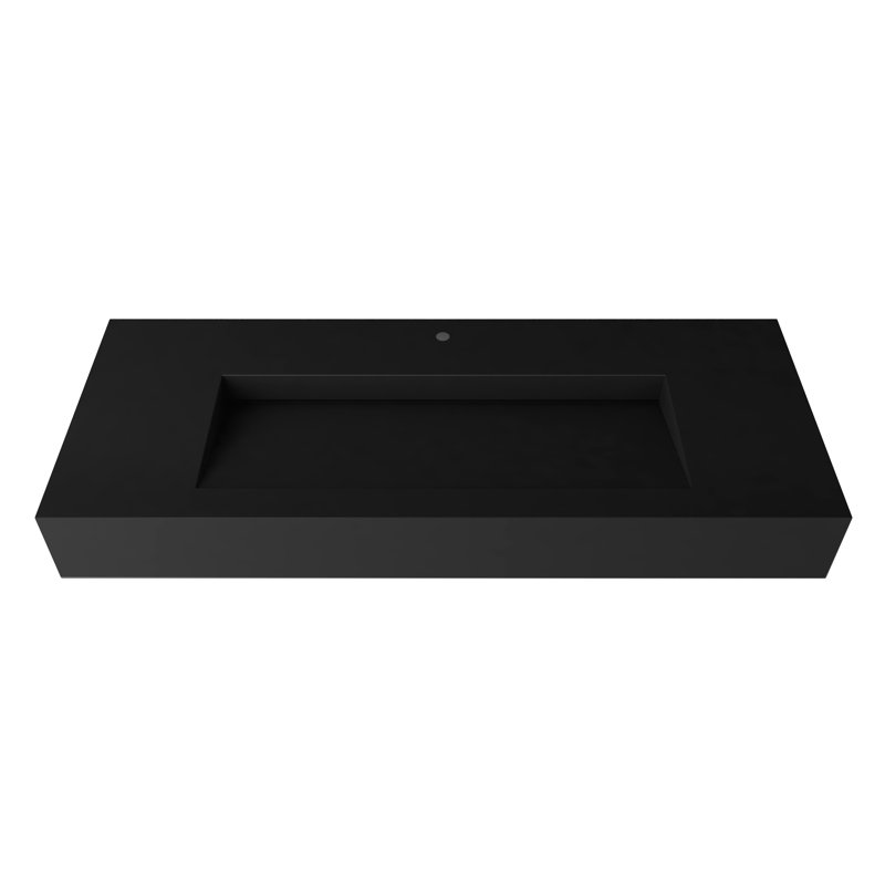 48'' Solid Surface Rectangular Vessel Bathroom Sink, Black