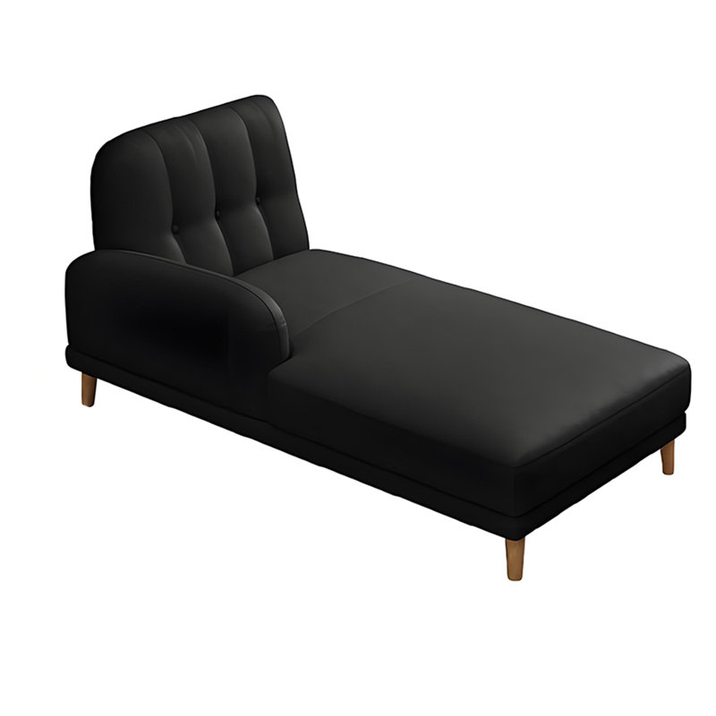 Chaise longue inclinable en simili cuir, Noir, Accoudoir à droite (vu de face)