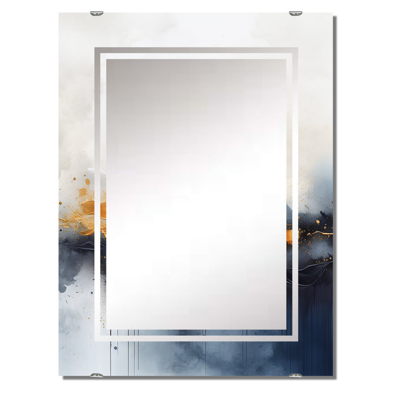 Harmonie fluide bleue et jaune, peinture abstraite I - grand miroir mural MIR137818, 40 po x 30 po